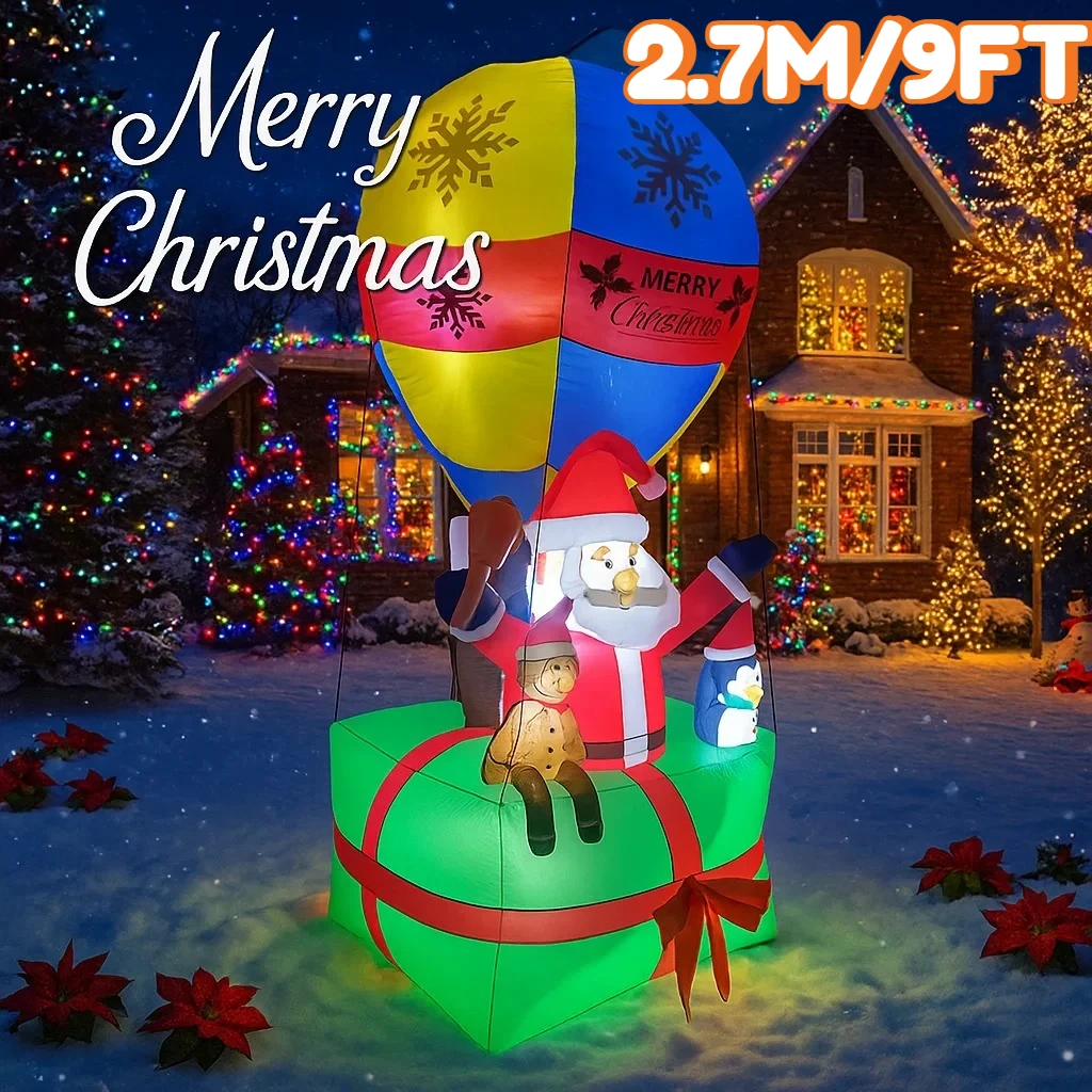

2,7 м/9 футов Санта-Клаус воздушный шар рождественские украшения дома надувная игрушка со светодиодной подсветкой дворовые рождественские украшения вечерние DIY Декор