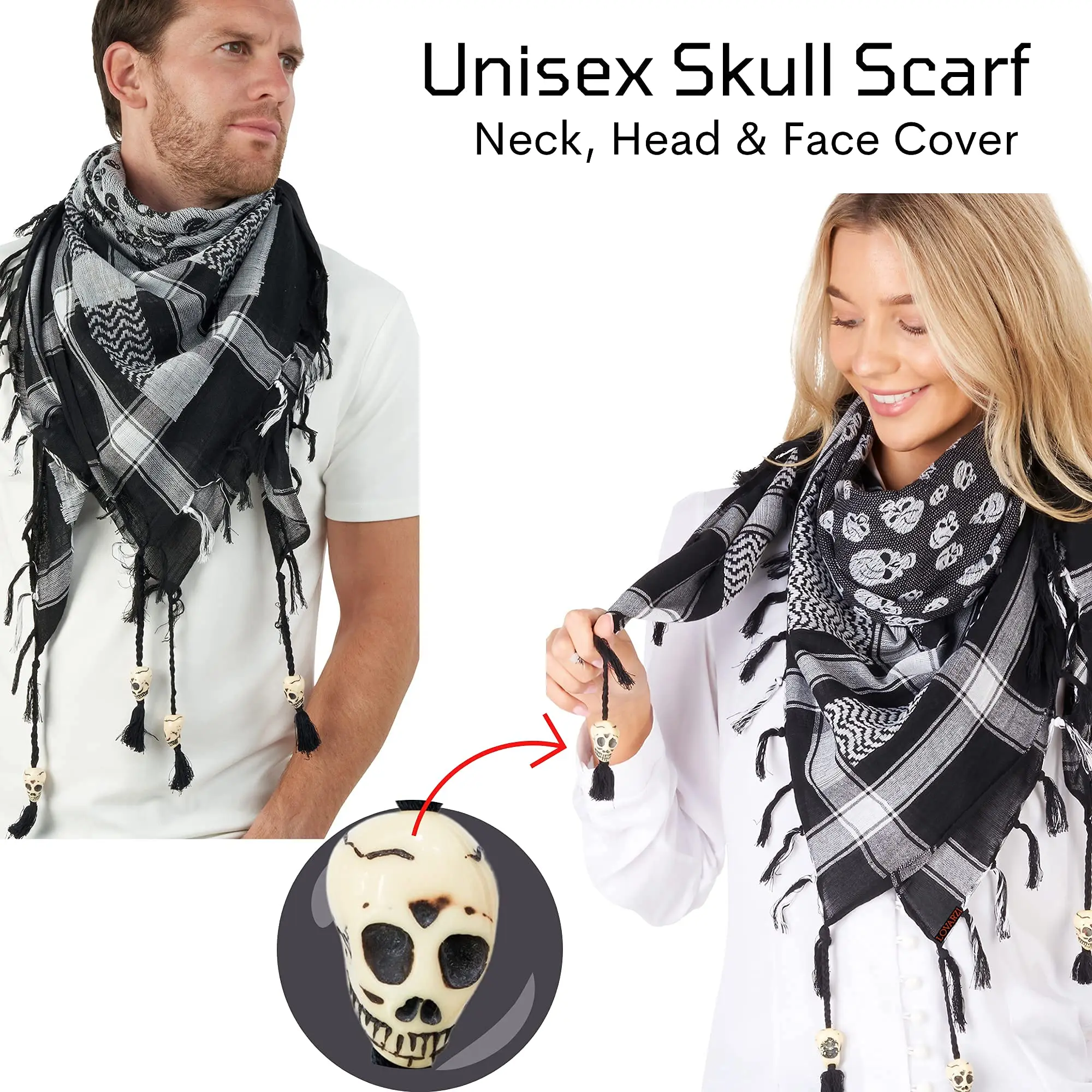 Desert Shemagh Scarf - Stylish & Versatile Fashion Scarf for Men & Women Large Square Cotton Keffiyeh, Wear as an Arabic Head Wrap, Neck Bandana or Face Cover for Winter, Summer and Outdoor Use
