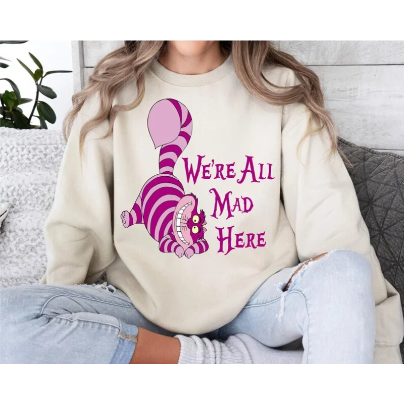 ديزني المرأة أليس في بلاد العجائب شيشاير القط البلوز الرجال سترات قطنية عالية الجودة البلوز الخريف الشتاء الصوف المتضخم طويلة الأكمام