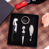 Red Wine Bottle Opener Set, Made Of Stainless Steel, Including Bottle Opener, Wine Stopper, Wine Ring And Wine Pouring Device