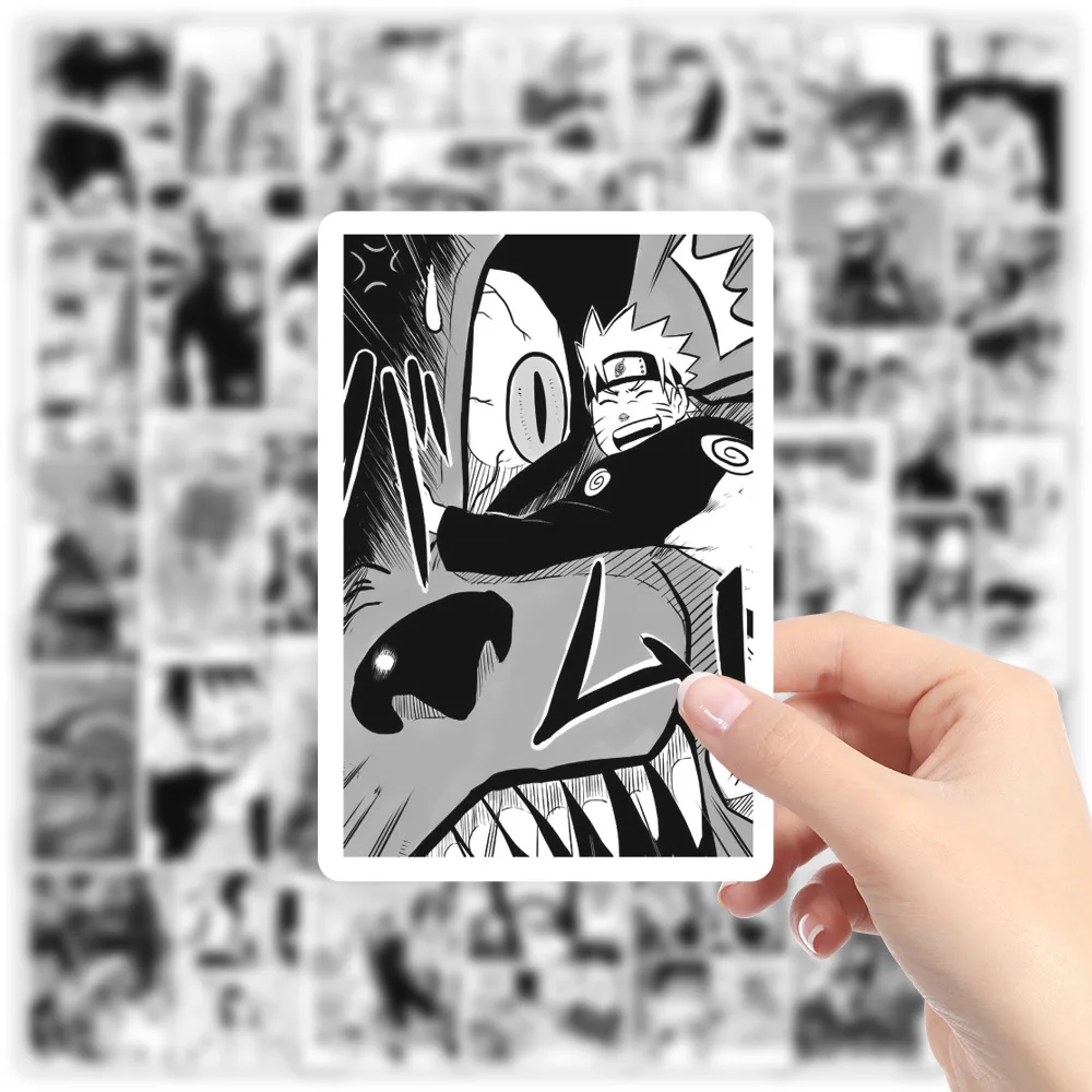 55Pcs Cool Mixed Anime Stickers,Trendy Black and White Graffiti Manga Stickers Vinyl Waterproof Decals for Water Bottle Laptop