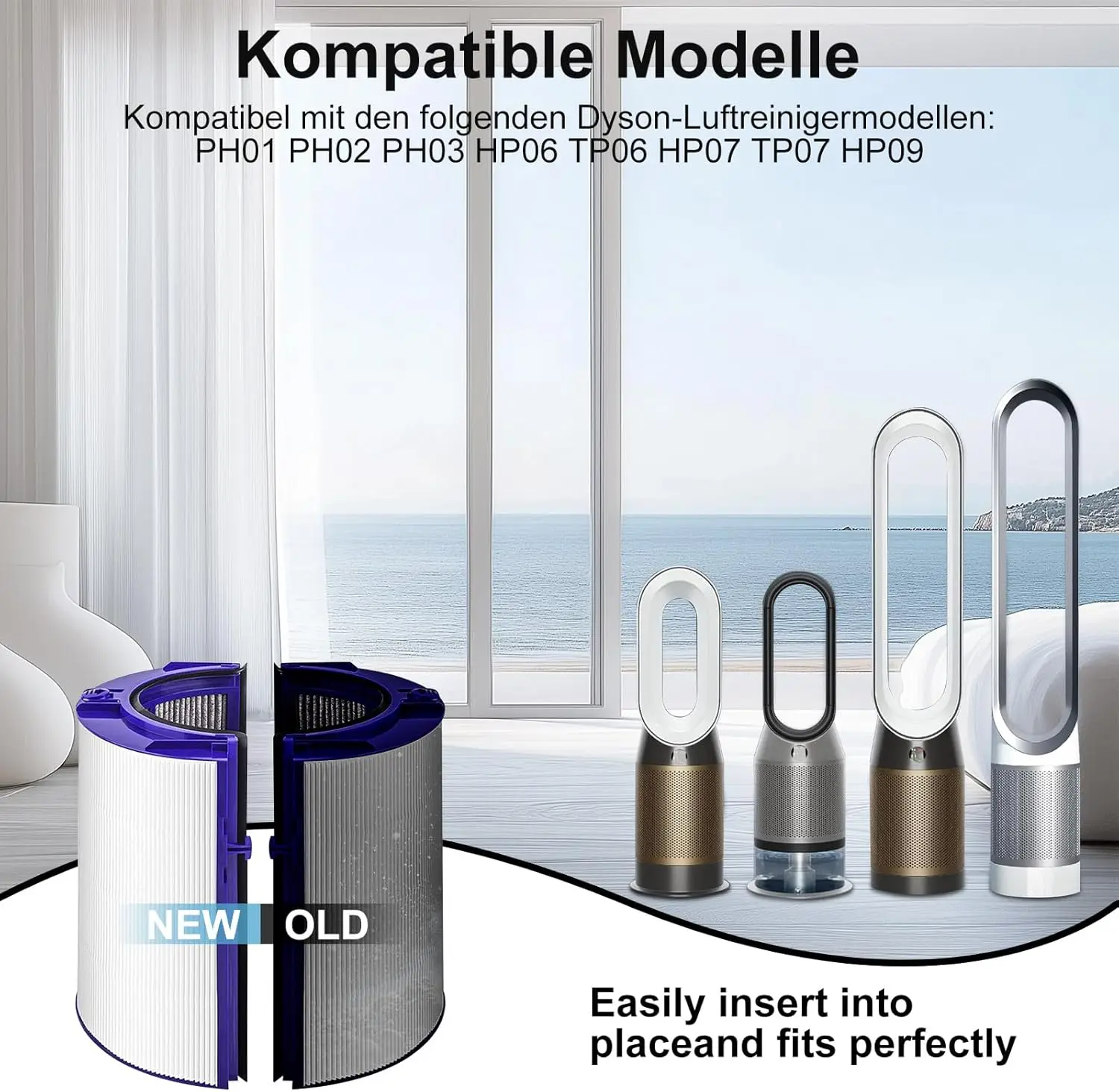 Penggantian Filter Dyson PH01 HP07 TP07 TP09 PH04, 2-in-1 HEPA & Karbon 360 °   Filter Kaca Combi untuk Kipas Pendingin Udara Panas dan Dingin