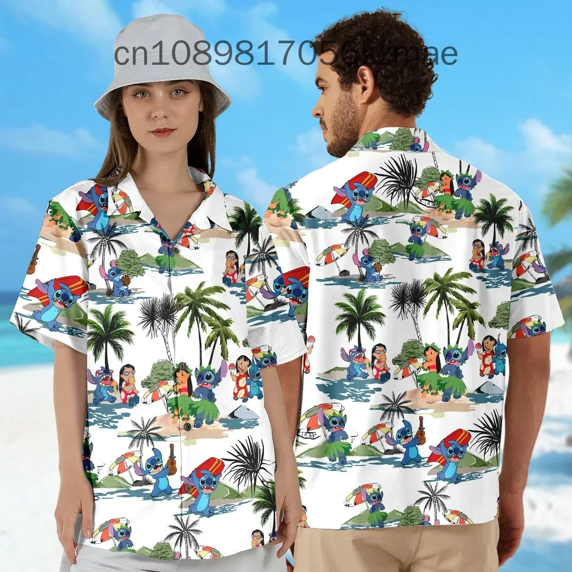 

Disney Lilo Stitch Hawaiian Shirt Summer Men's and Women's Fashion Short-sleeved Shirts Hawaiian Shirt Stitch Casual Beach Shirt