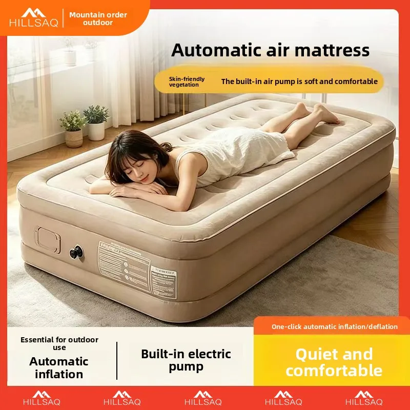 Raised Extra Thick Self Inflating Mattress Foldable Portable Camping Air Mat for Outdoor Tent Overnight Use