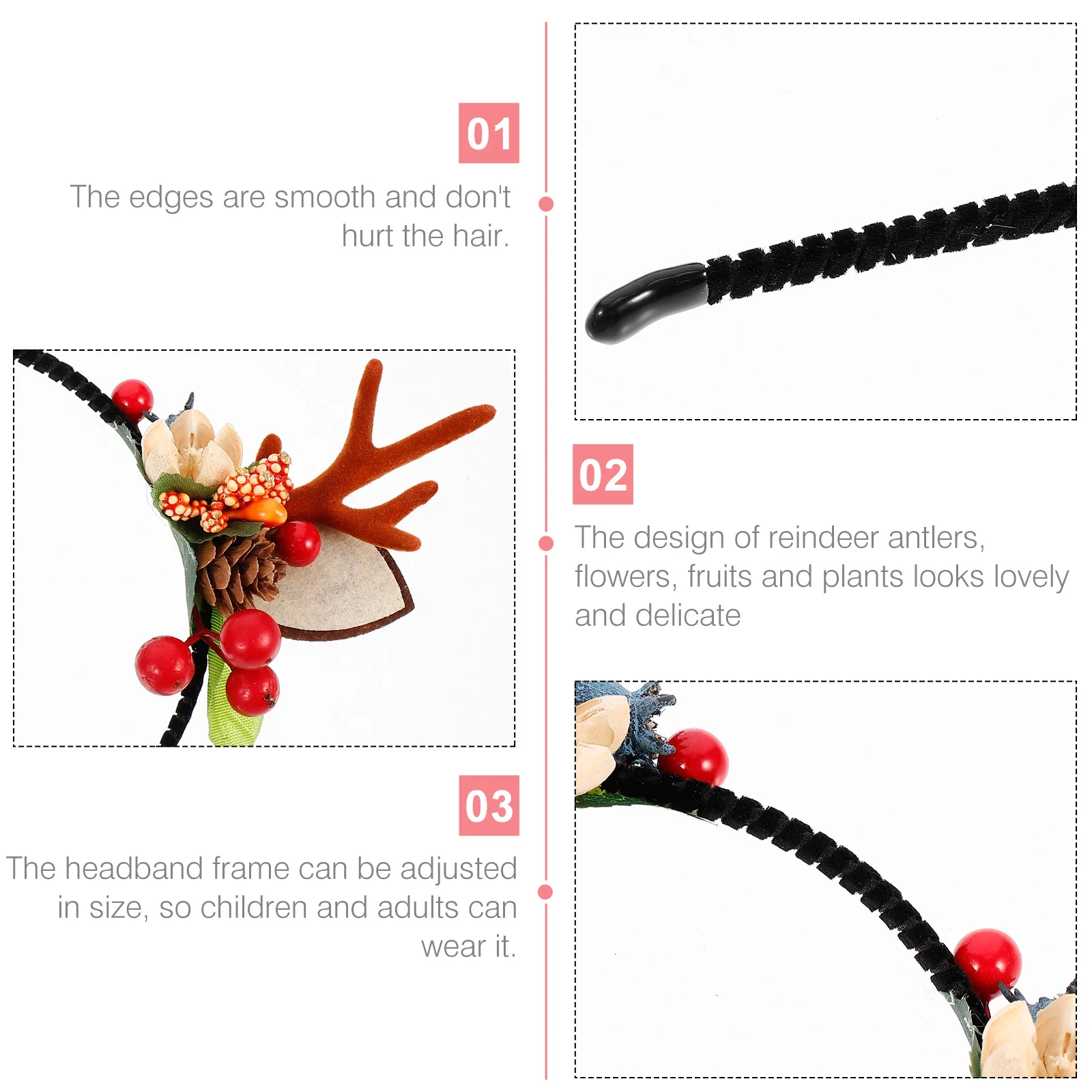 

Deer Antlers Christmas Headdress Headband Mini Foam Child Hair Accessory Festive Photo Prop Party Wear Holiday Costume