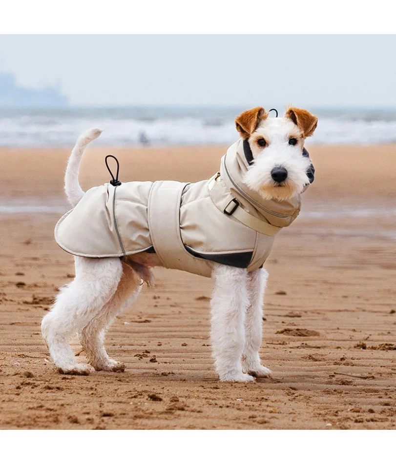 

2025 New Pet Keeping Warm Clothes for Autumn Winter High Necked Dog Stormcoat With Reflective Tape Waterproof Dog Down Jacket