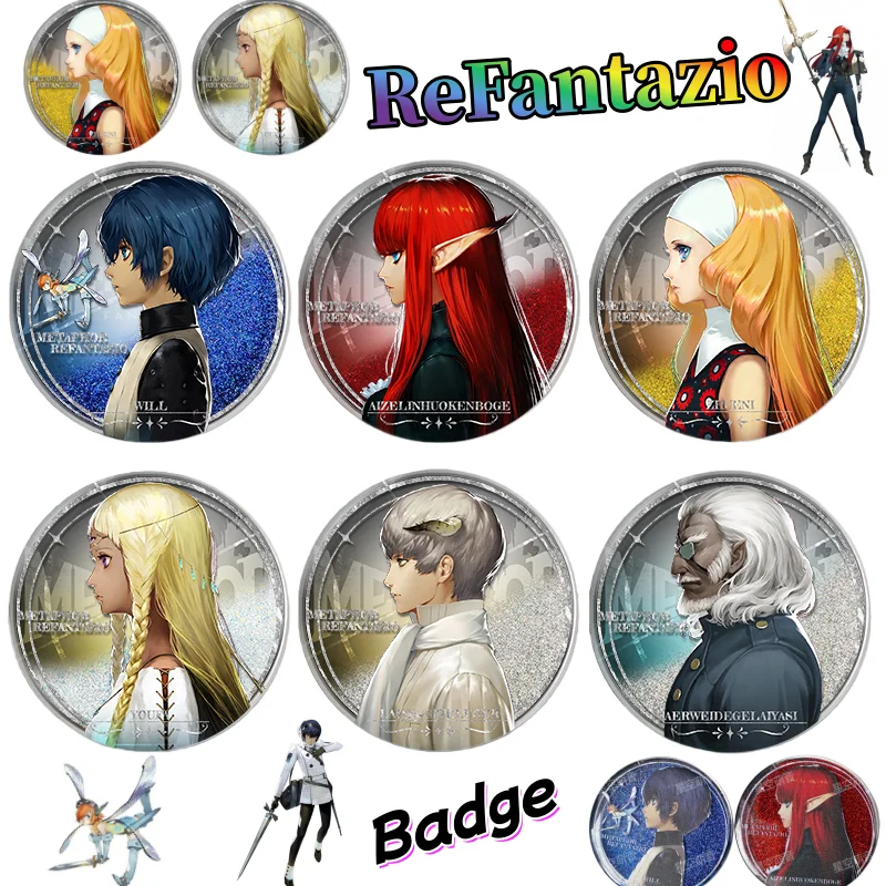 

ReFantazio значок с струящимся песком, милый модный креативный персонализированный значок с героями мультфильмов для мальчиков и девочек, подарок на день рождения для друзей