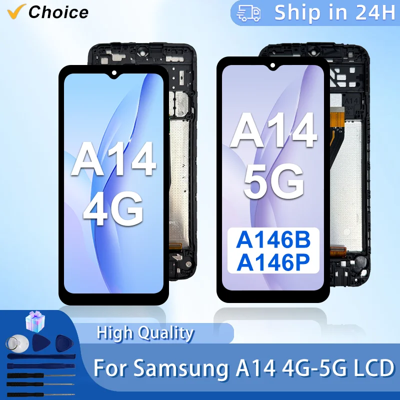 IPS For Samsung Galaxy A14 4G LCD SM-A145F Display Touch Screen Digitizer For Galaxy A14 5G A146B A146P Screen Replacement Parts