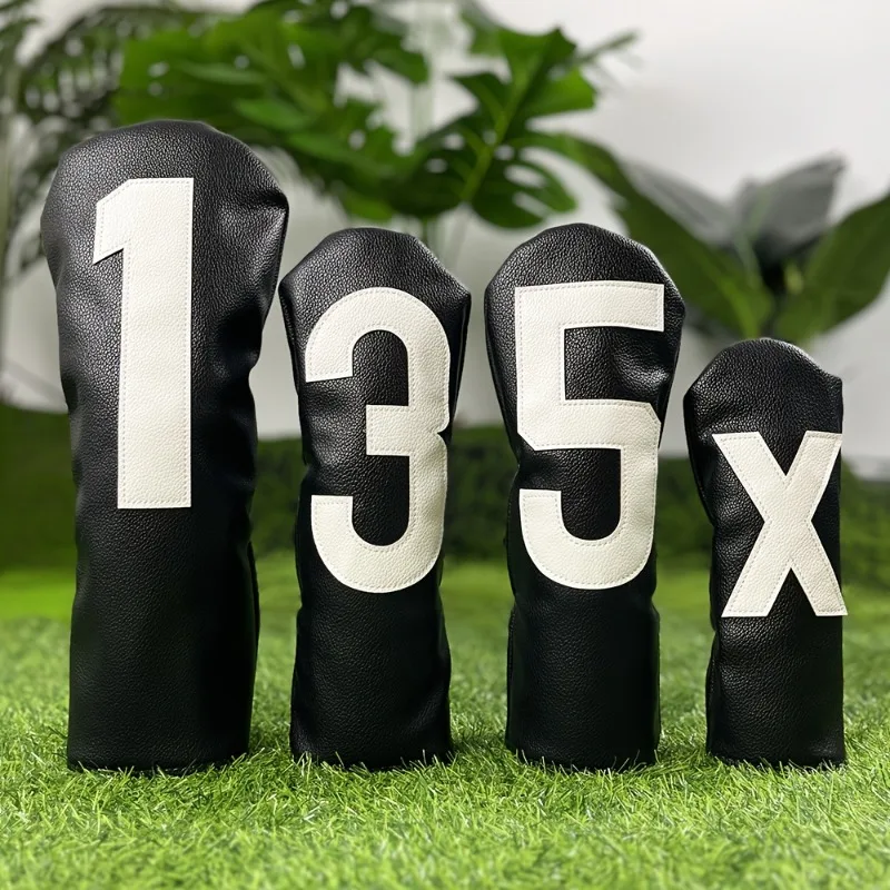 مجموعة أغطية رأس نادي الجولف باللون الأسود، نمط رقمي كبير (1 3 5 ×)، ملحقات الجولف، هدية جولف للخشب والسائق