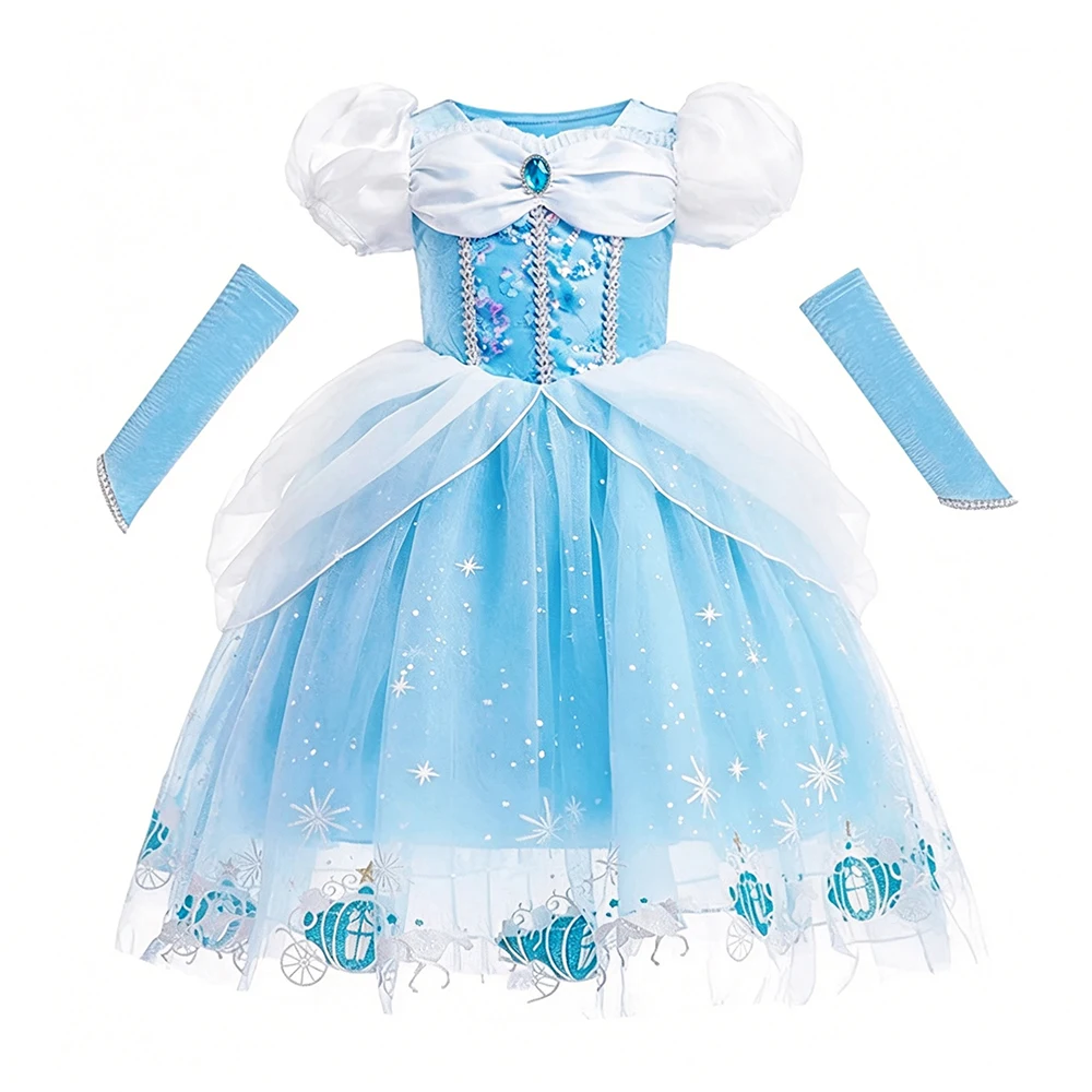 Kostüm Mädchen Blaues Prinzessinnen-Geburtstagskleid für Mädchen Festliche Kleider Kinder Halloween-Kostüme 2 3 4 5 6 7 8 9 10 Jahre – Detail 3