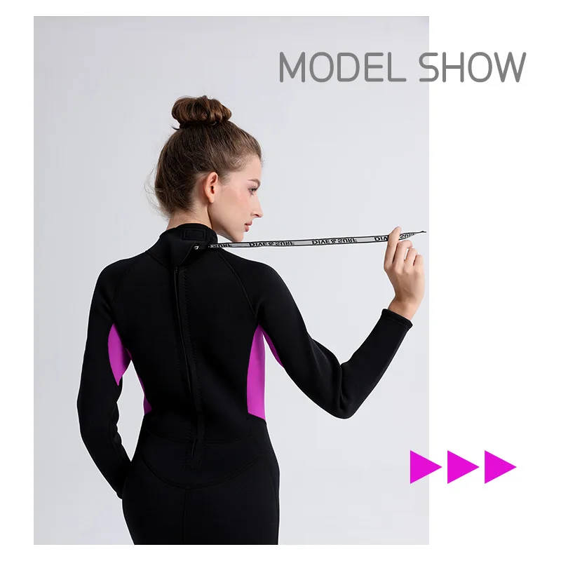 3 مللي متر النساء النيوبرين طويلة الأكمام الدفء Spearfishing التجديف السباحة بذلة الغوص كامل الجسم الغوص الانجراف بدلة غطس