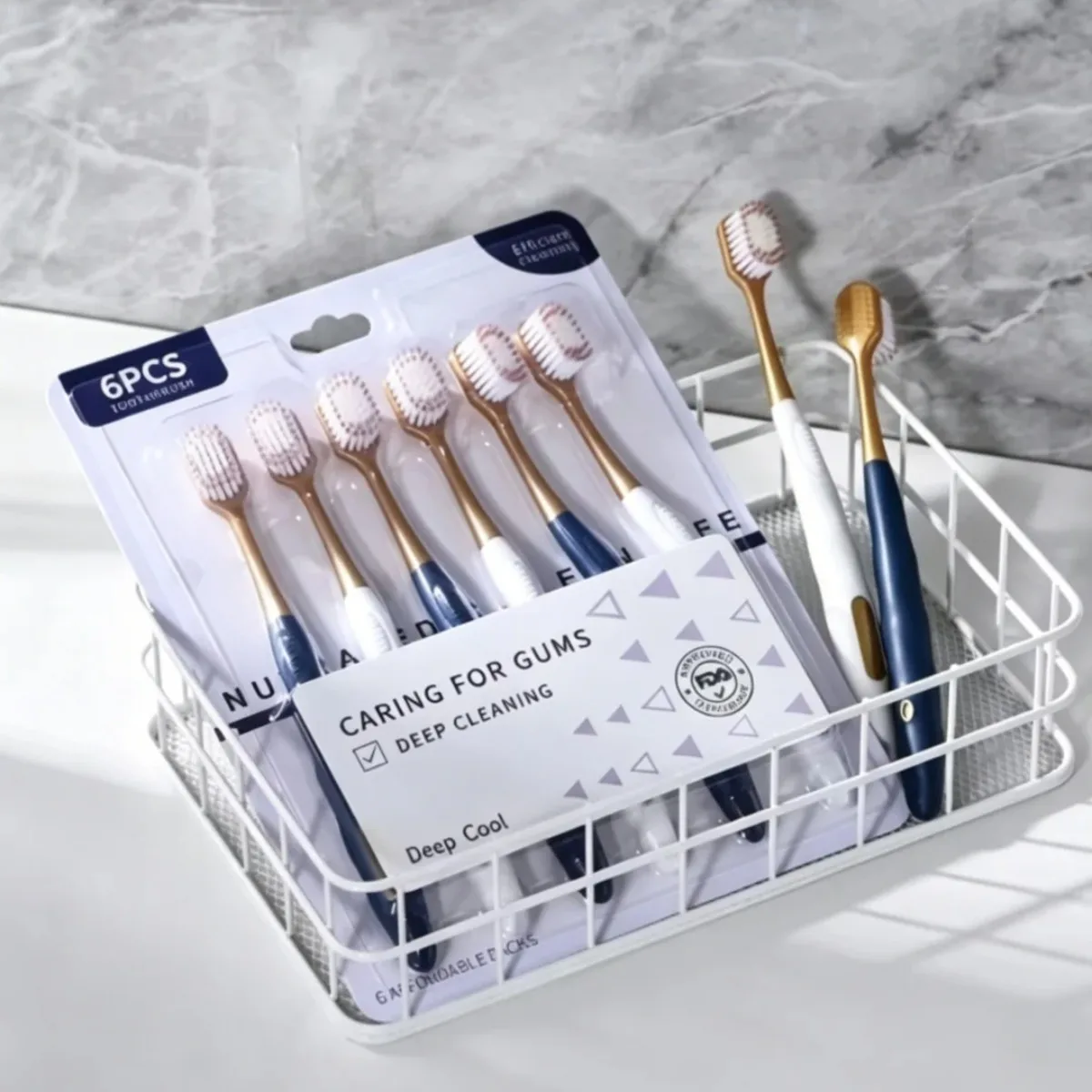 6-Pack Wide Head Soft Bristle Toothbrush for Adults Gentle Oral Care for Men & Women Daily Household Dental Cleaning