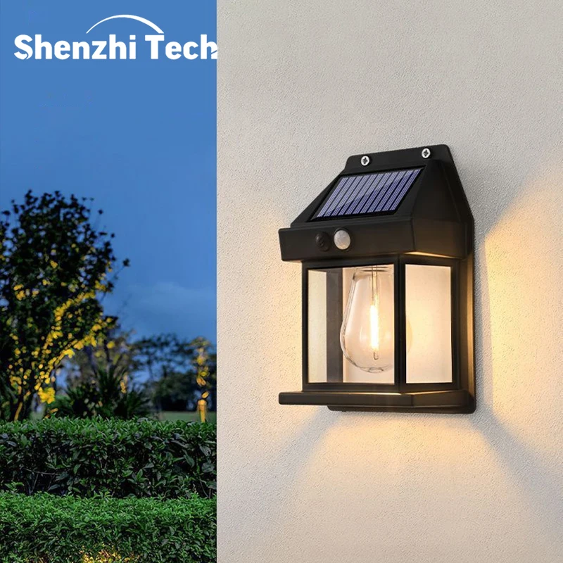 

Solar Lights, Motion Sensor Retro Tungsten Light Outdoor, LED Wall Lantern, Outdoor Wall Lamp for Garden, Courtyard, Park, Fence