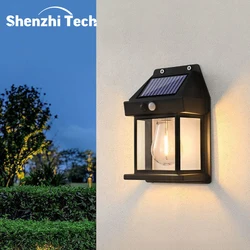 Solar Lights, Motion Sensor Retro Tungsten Light Outdoor, LED Wall Lantern, Outdoor Wall Lamp for Garden, Courtyard, Park, Fence