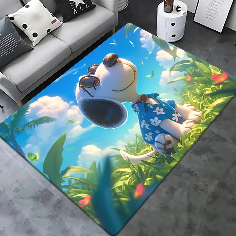 Miniso Snoopy Cartoon HD Printed Carpet,Living Room Bedroom Entrance Door Mat,Sofa,Home Decoration Carpet,Camping,Picnic Rug