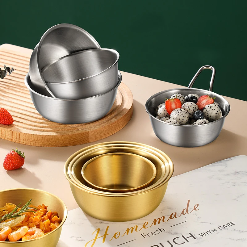 Cuenco de vino y arroz multiusos de estilo coreano de acero inoxidable 304, ensaladera de frutas, Cocina de Inducción, utensilios de cocina calentables