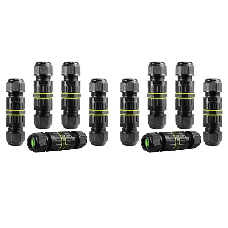 ABMS-10Pc IP68 Waterproof 2 Way 3-Core Junction Box Electrical Cable Connector M16 Wire Range(3.5-10Mm)