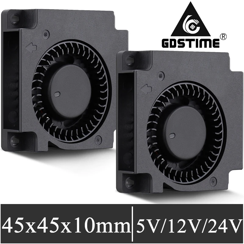 

2PCS Gdstime 45mm DC 5V 12V 24V 4510 Blower Fan 45*45*10mm Centrifugal Turbo Cooling 4cm