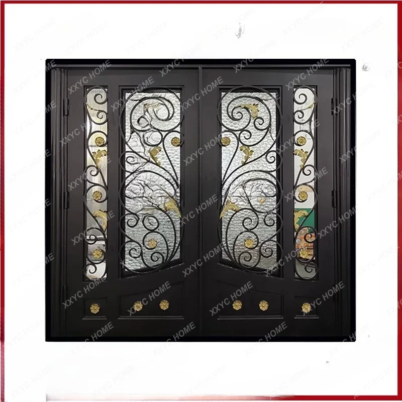 XXCustomization Best Price Grilles Design Main Entrance Wrought Iron Door Iron Sheet Gate Modern Wrought Iron Entry Doors