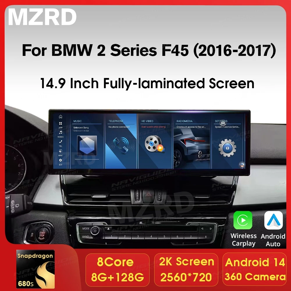 MZRD 14.9'' For Mercedes C Class W204 W205 LHD Wireless Carplay Auto Multimedia Player GPS Navi Headunit Stereo Android 14 BT