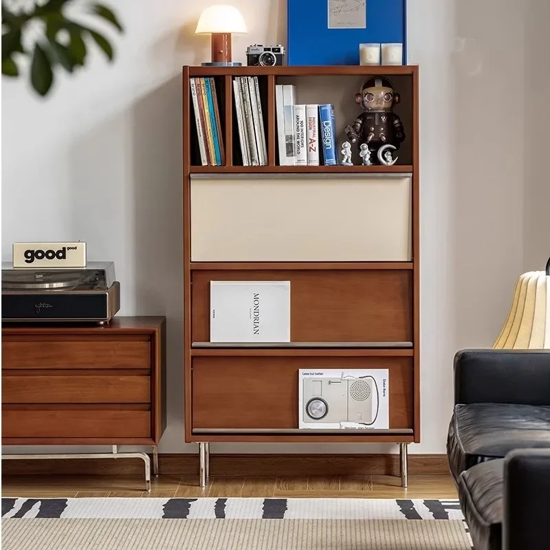 Retro color matching storage integrated wall dining side cabinet shelf living room
