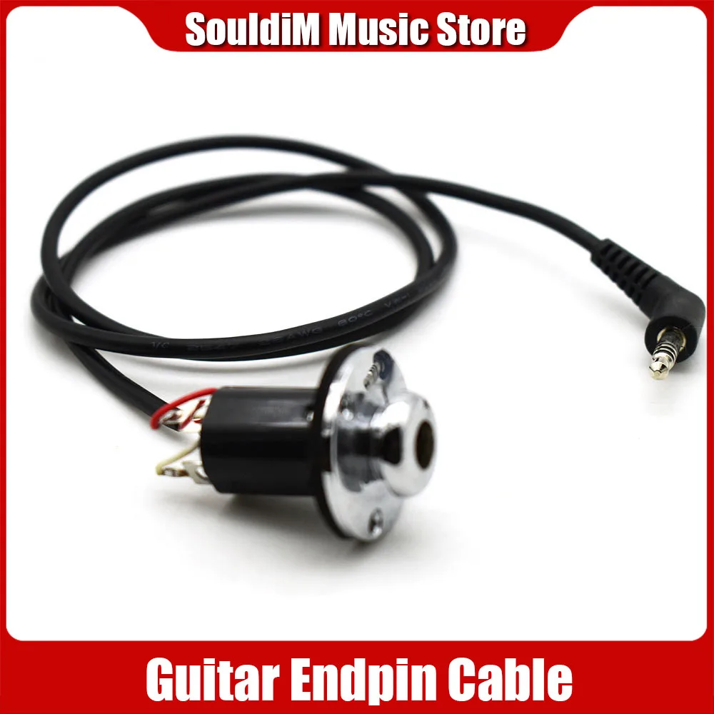 Acoustic Guitar Piezo Pickup EQ Cable Replacement 3.5mm Plug and 6.35mm Output Stereo Endpin Jack Socket