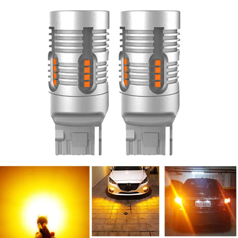 

2pcs Canbus 2800LM Bau15s Py21W LED Bulb T20 7440 WY21W,Ba15s P21W 1156 Error Free No Hyper Flash Turn Signal Light Amber Yellow