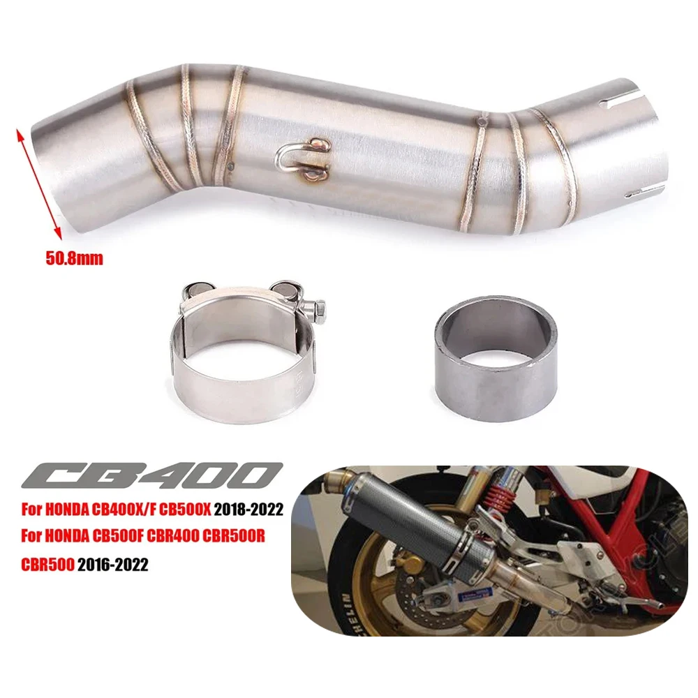 

CB400F Motorcycle Exhaust Escape Modify Mid Link Pipe For Honda CBR500 CBR500R CB500F CB500X CB400 CBR400 CB400X 2016 - 2022