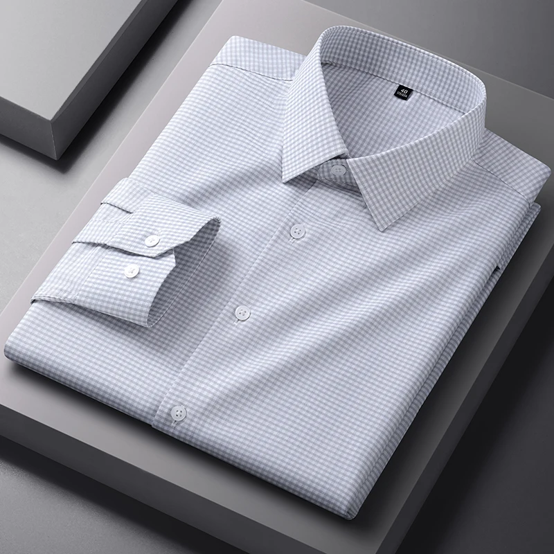 

New in shirt hight qulity ModaL plaid long sleeve shirts for men slim fit formal plian shirt office designer houndstooth clothes