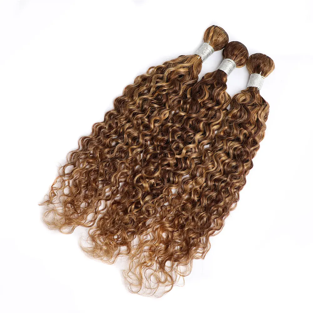 Pacotes de onda de água, Weave brasileiro do cabelo humano, Ombre molhado e ondulado, destaque loiro, P4 27, 100g por pc