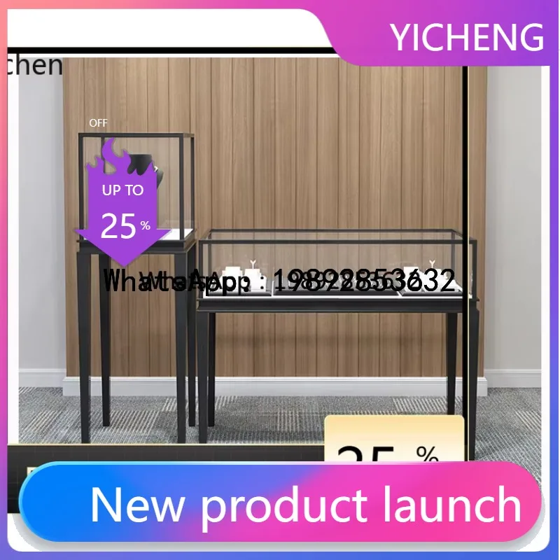 

X1 Stainless Steel Jewelry Antique Jade Jade Glass Display Shelf Display Cabinet living room decoration