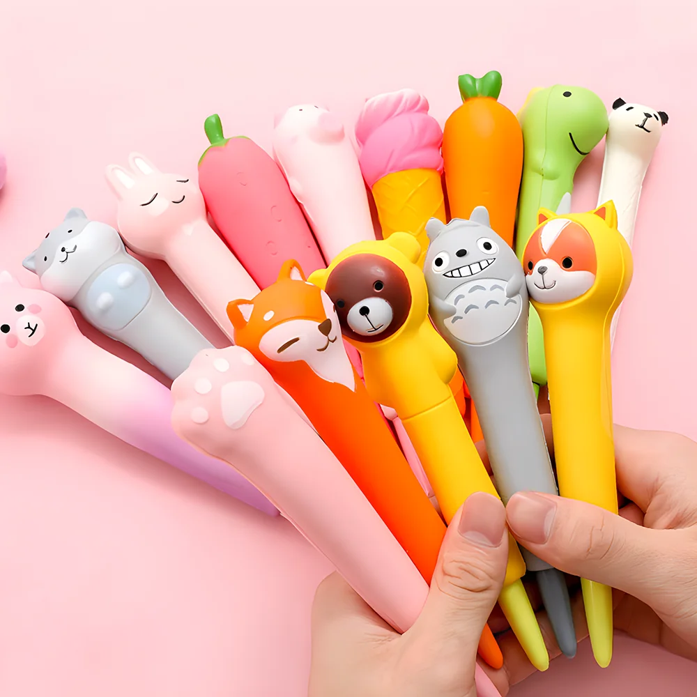 Creative Cute Kawaii Squishy Pens Fidget Spinner Gel Ink Pen Squeeze Stress Release Toys Girl Women Kids Adult Funny Stationery