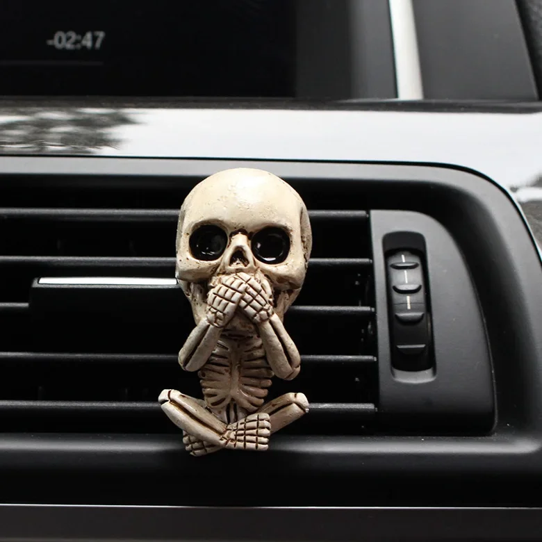 Car skull cover three aromatreatment interior products creative resin ornaments spot air outlet resin decoration