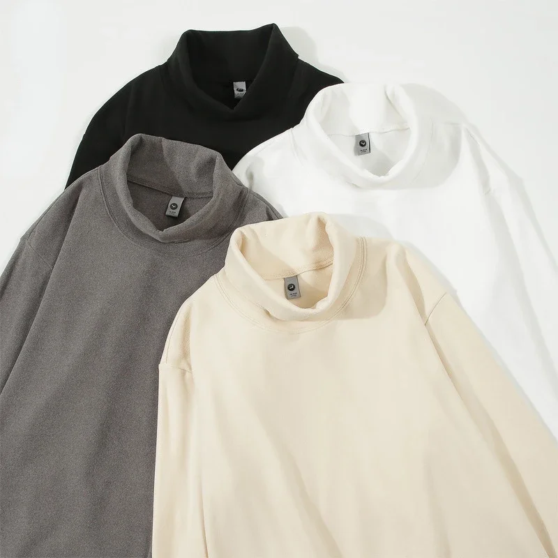 Half Turtleneck German Velvet Bottom Shirt Men Clothing Autumn Winter New Solid Warm Long Sleeve