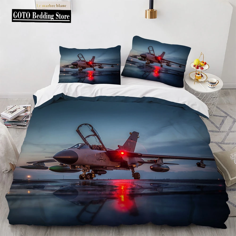 Airplane Duvet Cover Set,Fighter American Air Force Classic Plane,Decorative Bedding Set Queen Comforter Cover for Men Boys Teen