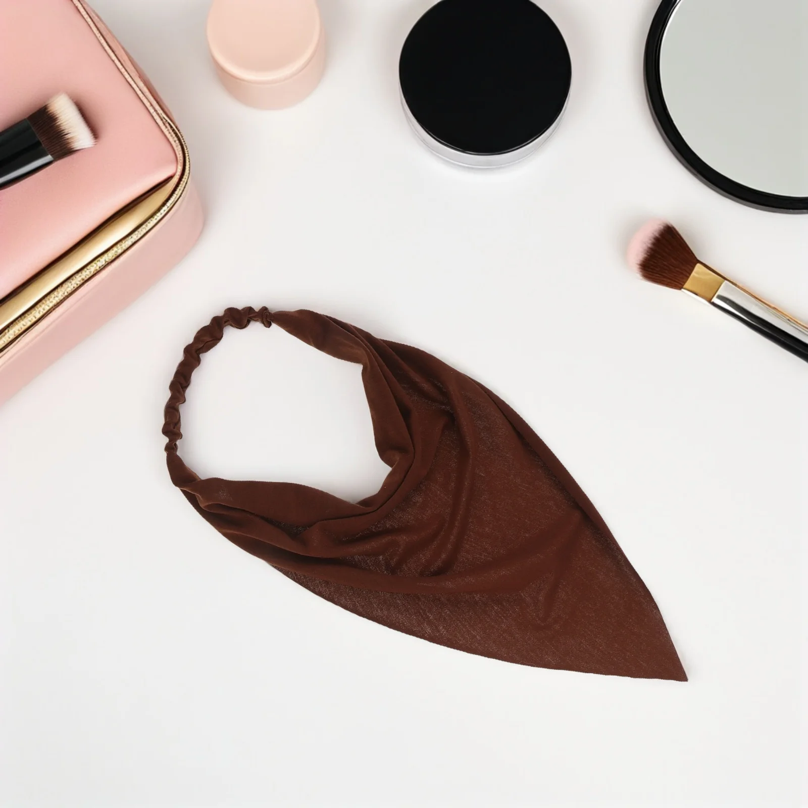 

6Pcs Bohemian Headscarf Elastic Cotton Headband for Women Triangle Hair Scarf Non Slip Plain Bandana for Hiking Jogging and