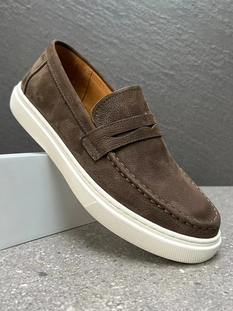 

Осенне-зимние мужские лоферы из натуральной кожи из мягкой кожи Casual oes Retro Briti Sle из воловьей кожи Bean oes Удобные...