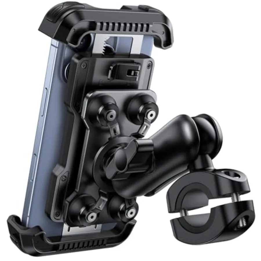 

Motorcycle Phone Mount Holder - [Dual Vibration Dampener] [Metal Adjustment Arm] Motorcycle Cell Phone Holder, Bike Handlebar P