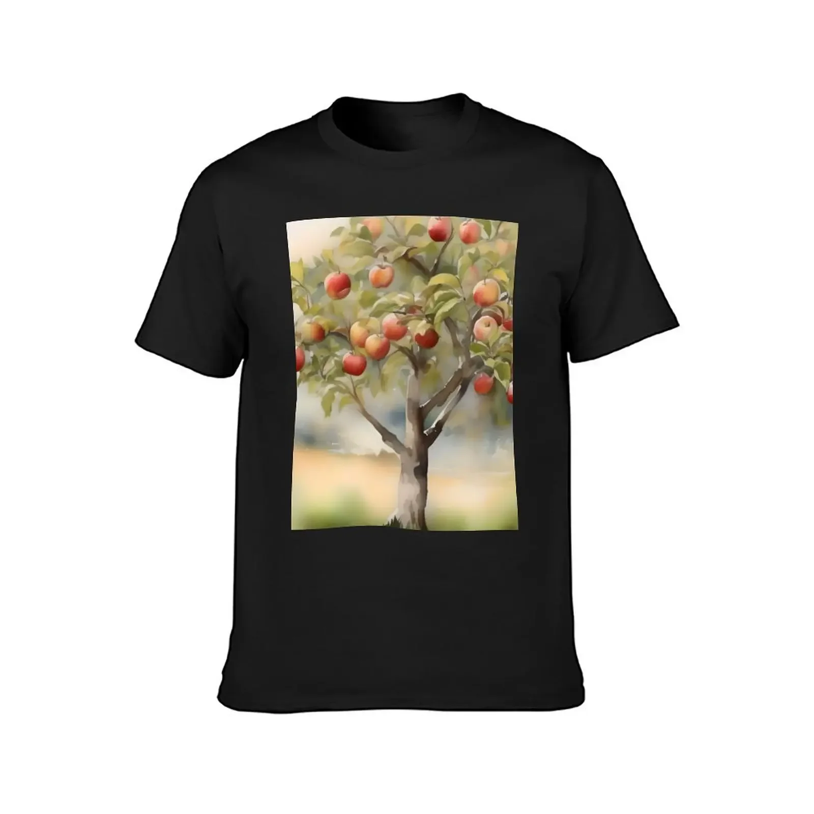 Apple Tree Day C - January 6 - Watercolor & Pen T-shirt animal prinfor boys summer top cute tops Men's t shirts