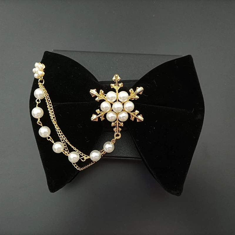 Vintage Herren Fliege Perlenkette Samtkragen Blume Britisch Koreanisch Hochzeit Business Bankett Host Kleid Zubehör Fliege – Detail 5