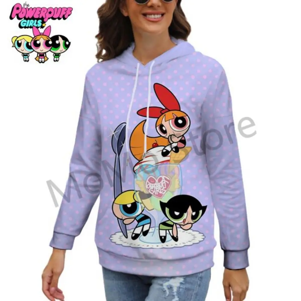 The Powerpuff Girls Women's Hoodies Men's Kawaii Ladies Fashion Black Hoodie High Quality S-3XL Lovely Sweatshirts 2024 3D Print