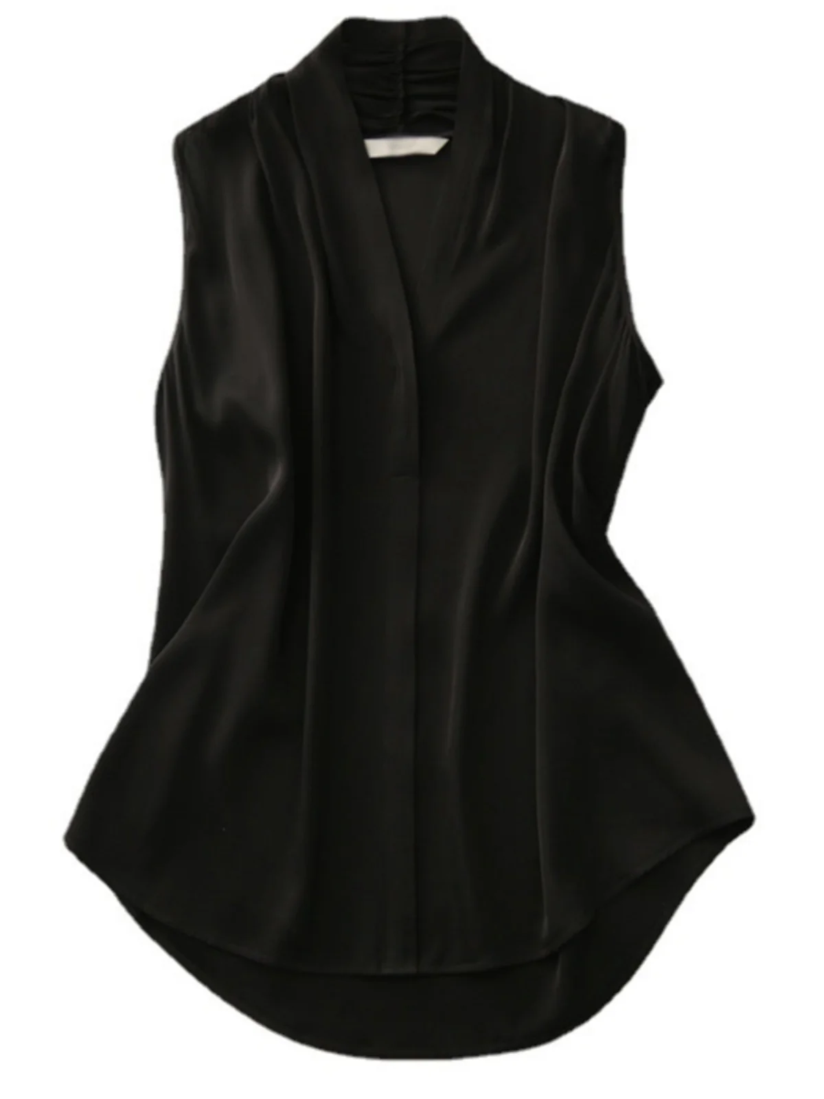 Camiseta sin Mangas de Satén de Acetato de Seda para Mujer, Estilo Veraniego de Alta Gama, Cuello en V, Ajuste Cómodo, Ropa Interior