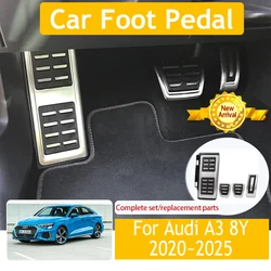 Car Foot Pedal For Audi A3 8Y 2020 2021 2022 2023 2024 2025 Car-Styling Brake Pedals Stainless Accelerator Cover Auto Acessories