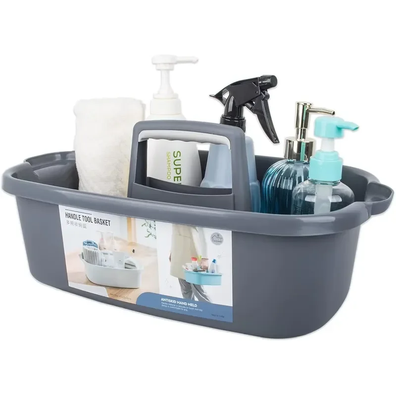Large cleaning supplies storage box, portable shower basket, storage storage box, with handle, plastic bucket, bathroom,