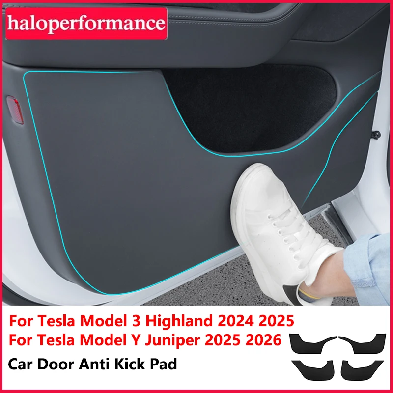 

Защитная накладка на дверь от царапин для Tesla Model Y Juniper 2025-2026 и Model 3 Highland, кожаная защита боковых дверных панелей от царапин