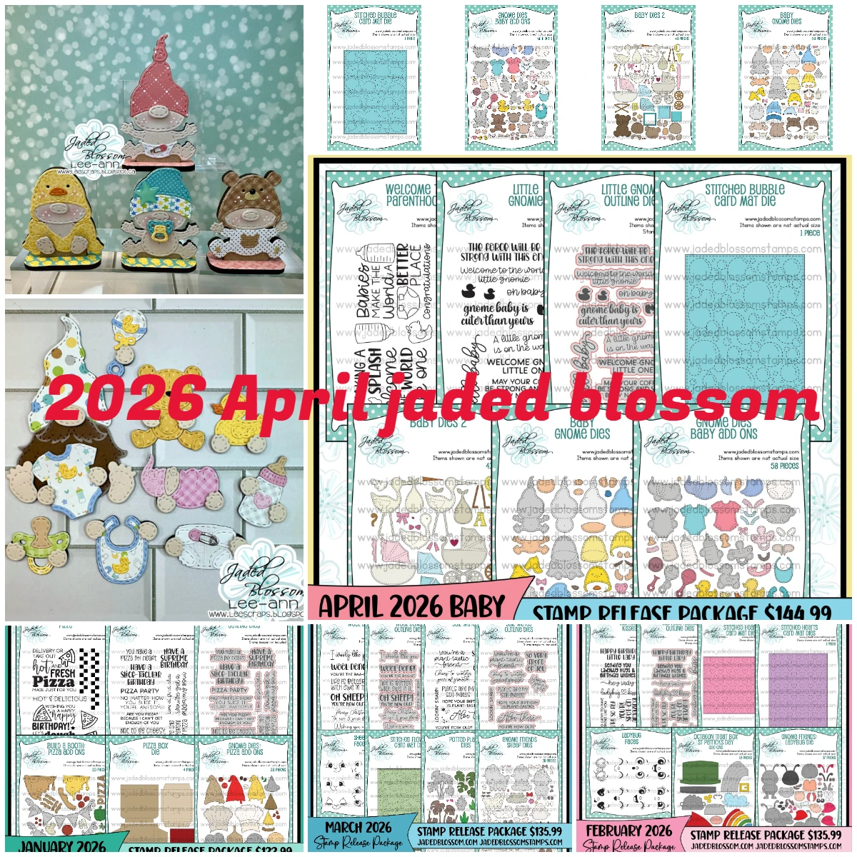 Nouveauté 2026 : Matrices de découpe en métal, tampons et pochoirs sur le thème du gnome d'avril et des accessoires pour bébé, pour l'album photo DIY et la décoration de cartes en papier faites main