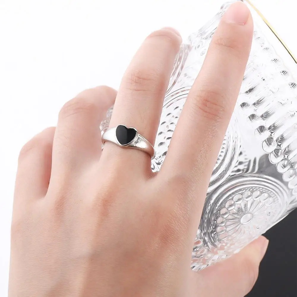 Minimalist Wedding Jewelry Gifts Index Finger Ring Party Girls Women Rings Heart Chain Ring Korean Style Heart Stackable Rings