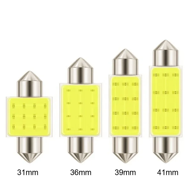 

10pcs 31/36/39/41mm C5W LED Bulb COB 12SMD 12V 6500K White Interior Dome Lights License Plate Light