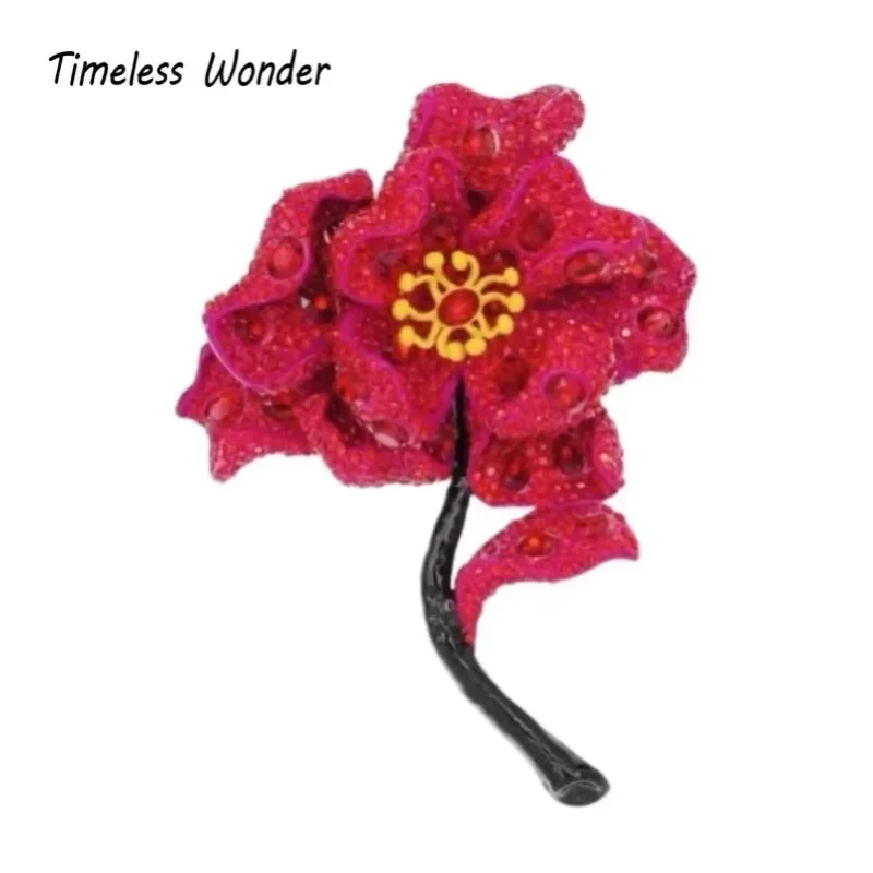 

Timeless Wonder Fancy Crystal Zircon Rose Brooch Pins for Women Designer Jewelry Runway Top Luxury Rare Statement Heavy 7523