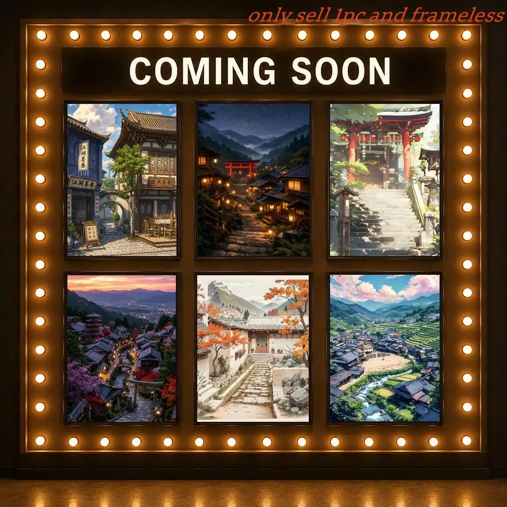 Cartoon Japanese Village Landscape Poster Poster Gallery Prints Home Decoration Painting Living Room